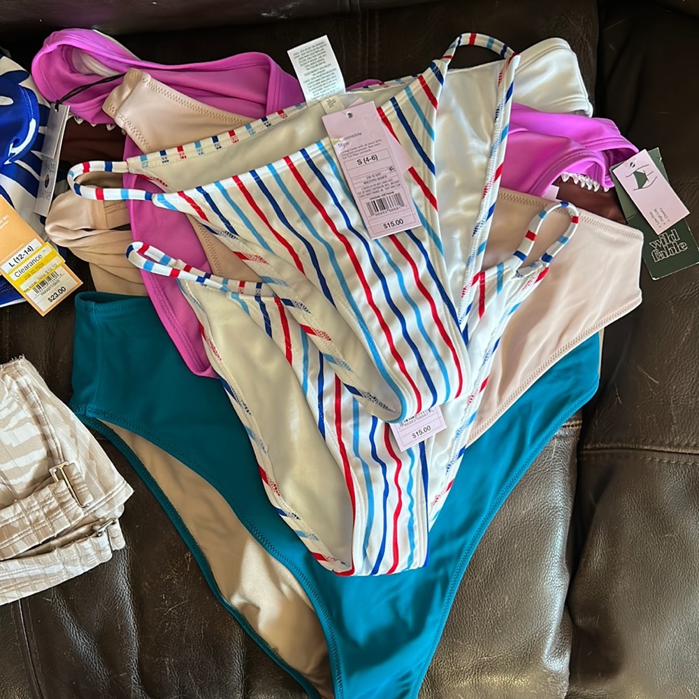 Women’s High Leg Low Rise Cheeky Bikini Bottoms Size S and XS